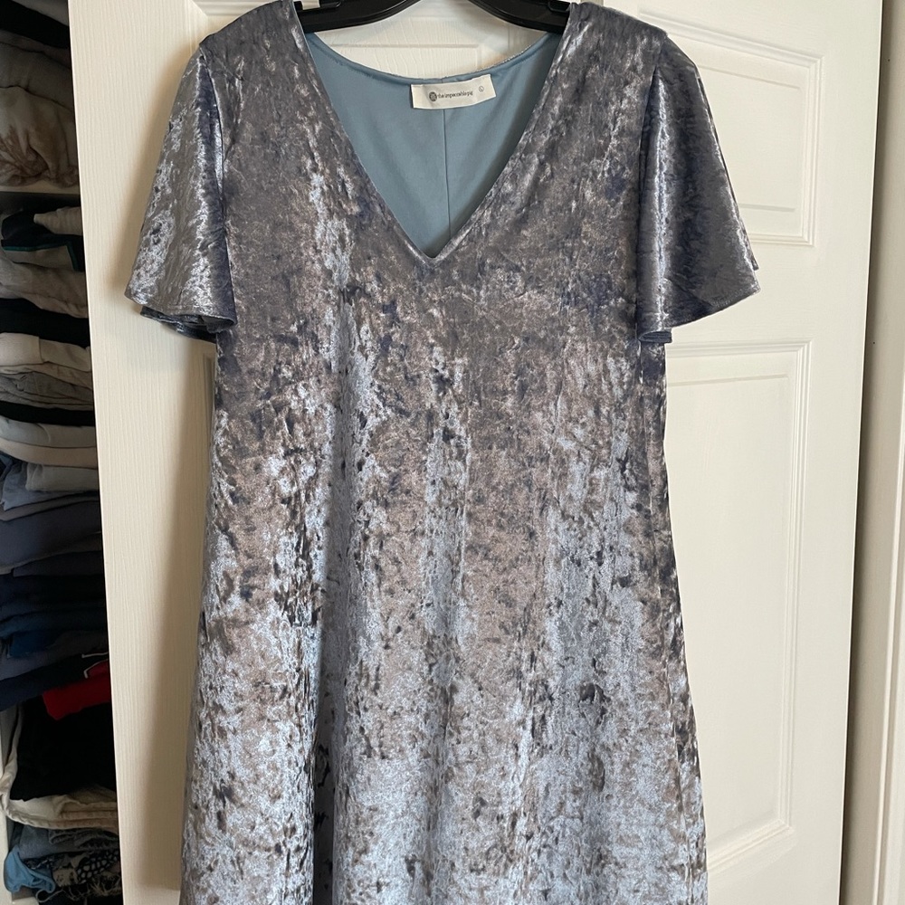 The impeccable pig silvery blue velvet dress Large